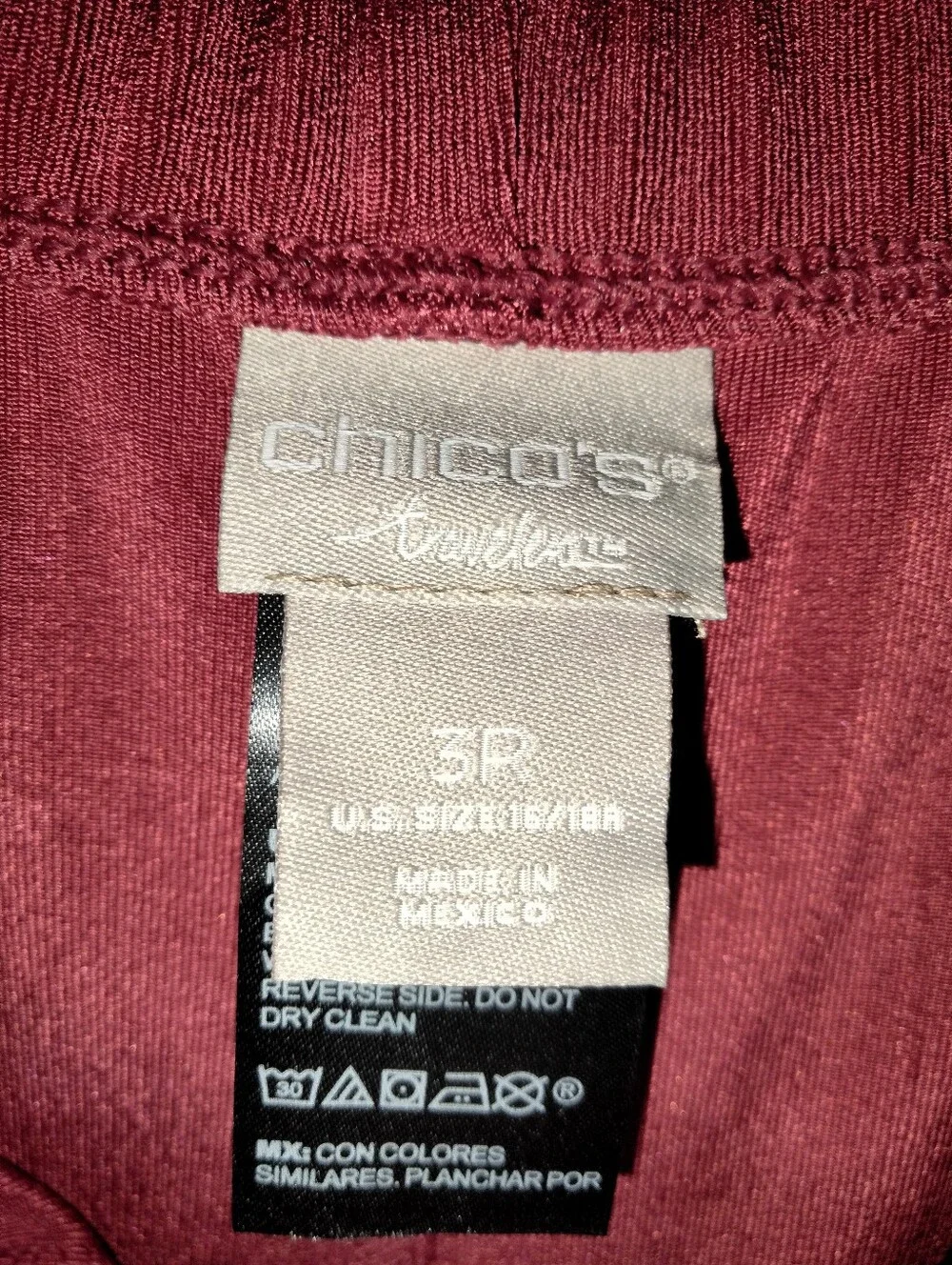 Chico's Travelers (Sz 3/XL/16) Cranberry Red Stretch (2PC) Tunic Top & Pants Set